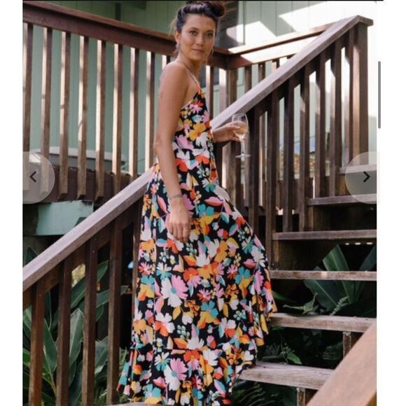 XIX PALMS northern lights anthem maxi dress floral XS hi lo hawaii - Picture 2 of 12